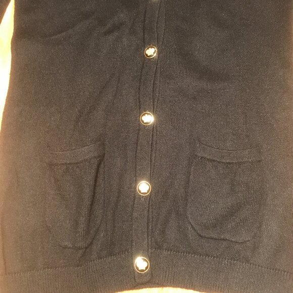 Juicy Couture Black Cashmere Blend Cardigan Sweater with Gold Crown Buttons xs - Picture 4 of 8